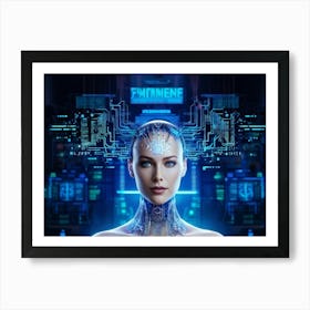 Abstract Cyber Concept Art Illustrating A Head With Neural Circuitry Resembling An Advanced Ai Syste (1) Art Print