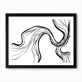 Black And White Drawing Of A Flower Art Print