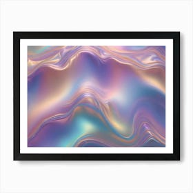 Abstract Background With Iridescent, Wavy Lines In Shades Of Purple, Blue, And Pink Art Print