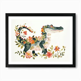Little Floral Alligator 3 Art Print