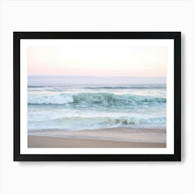 Pastel pink sunrise at Praia da Adraga Portugal - summer beach nature and travelphotography by Christa Stroo Photography Art Print