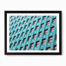 Blue Brick Building With Pink Windows In San Francisco California Art Print
