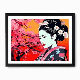 Geisha Face Pop Art 8 Art Print