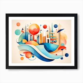 City Abstract Watercolor Painting Art Print