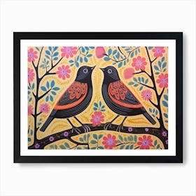 Robin 2 Folk Style Animal Illustration Art Print