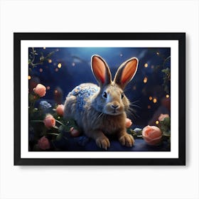 Rabbit In The Moonlight Art Print