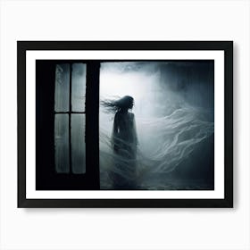 Ephemeral Entity Vocalizing Painful Sounds Through The Ethereal Partition Ghostly Silhouette Caught (4) Art Print