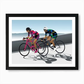 Two Cyclists On The Road Poster