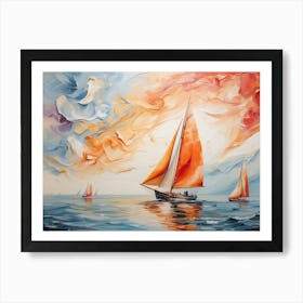 Sailboats In The Sea Art Print