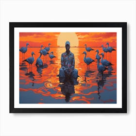 Man In The Water 1 Art Print