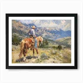 Cowboy In Rocky Mountains 2 Art Print