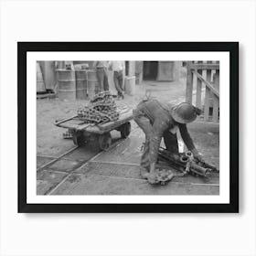 Miner Picking Up Drilling Equipment To Put On Truck, Mogollon, New Mexico By Russell Lee Art Print