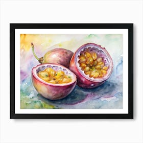 7 A Cut Open Passionfruit Showing Its Seeds Art Print