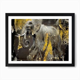 Elephant Art Illustration In A Painting Style 03 Art Print