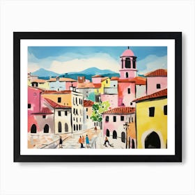 Bergamo Italy Cute Watercolour Illustration 2 Art Print