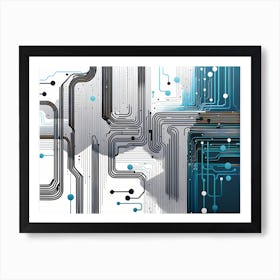 circuit board abstract art, technology art, futuristic art, electronics Art Print