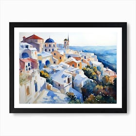Greece Watercolor Painting Art Print