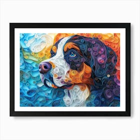 Tibetan Mastiff Paper Quilling Dog Portrait II Art Print