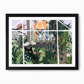 Greenhouse Cats Art Print