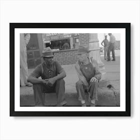 Men Sitting On Curb Talking, Muskogee, Oklahoma By Russell Lee Art Print