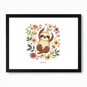 Little Floral Sloth 3 Poster Art Print