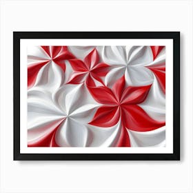 3d Red And White Flower Design Art Print