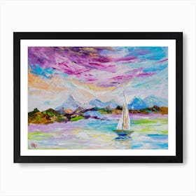 Sailing in colorful lands Art Print