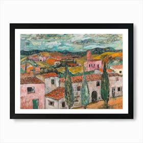 Village Whispers Painting Inspired By Paul Cezanne Art Print