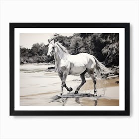 A Horse Oil Painting In Ao Nang Beach, Thailand, Landscape 2 Art Print