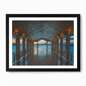 Gazebo By The Sea, Oil Painting Art Print