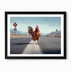 An 1028 Why Did The Chicken Cross The Road 18x24 Art Print