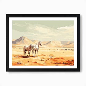 Horses Painting In Namib Desert, Namibia, Landscape 4 Art Print