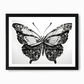 Butterfly Made Of Gears Art Print