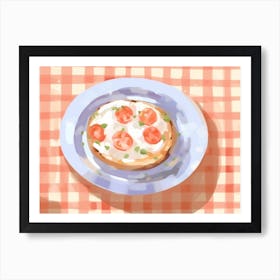 A Plate Of Bruschetta, Top View Food Illustration, Landscape 2 Art Print