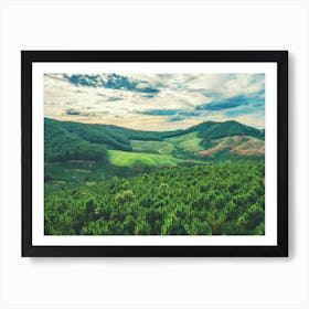 Mountain Landscape With Trees And Clouds Art Print