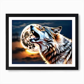 Howling Wolf At The Moon Art Print