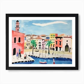 Taranto Italy Cute Watercolour Illustration 1 Art Print