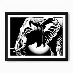 Elephant In Black And White, 1362 Art Print