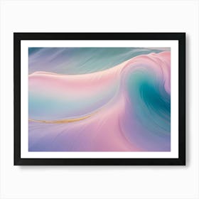 An Abstract Digital Art Piece Featuring A Swirl Of Pastel Pink, Blue, And Green Colors, Creating A Flowing, Wave Like Effect Art Print