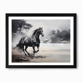 A Horse Oil Painting In Hyams Beach, Australia, Landscape 3 Art Print