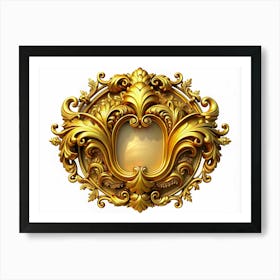 Gold Ornate Frame With Floral Motifs Art Print