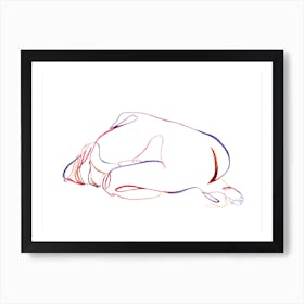 One Line Sad Nude Watercolor Art Print