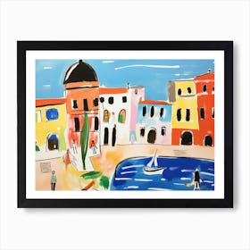 Rimini Italy Cute Watercolour Illustration 2 Art Print