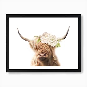 Peekaboo Floral Highland Cow Art Print