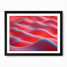 Abstract 3d Rendering Of A Landscape Of Soft, Rounded Hills In Shades Of Pink And Blue, Creating A Flowing, Undulating Surface Art Print