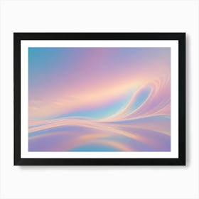 Abstract Digital Illustration Featuring A Gradient Background With Flowing, Wave Like Shapes In Shades Of Pink, Blue, And White, Creating A Soft And Dreamy Design Art Print