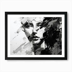 Fractured Identity Abstract Black And White 4 Art Print