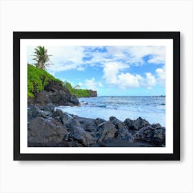 Black Sand Beach On The Road To Hanna (Maui Series) Art Print