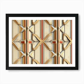 Seamless Relief Sculpture Designation Retro Pattern Curve Cross Flower Frame Vine Kaleidoscope 1 Art Print