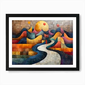 Road To The Mountains, Cubism Art Print